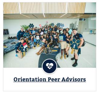 An example of a thumbnail grid component with a photo of the peer advisors and a medical icon.